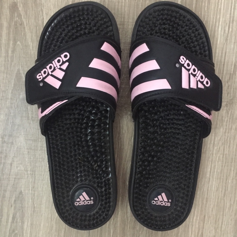 Pink Adidas slides